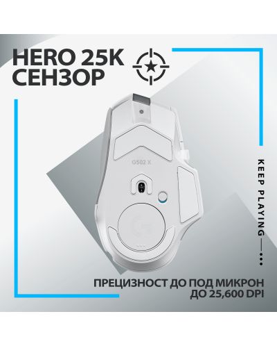 Гейминг мишка Logitech - G502 X Lightspeed EER2, оптична, бяла  - 5